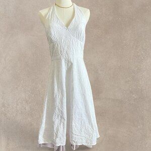 Vintage Laura White Lace Halter Backless Dress